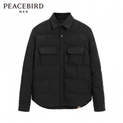 太平鳥男裝 薄款襯衫式羽絨服翻領(lǐng)波段外套B1ACA4224