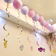 結婚婚慶用品鐳射愛心吊墜婚房裝飾旋轉拉花吊飾生日派對婚禮布置